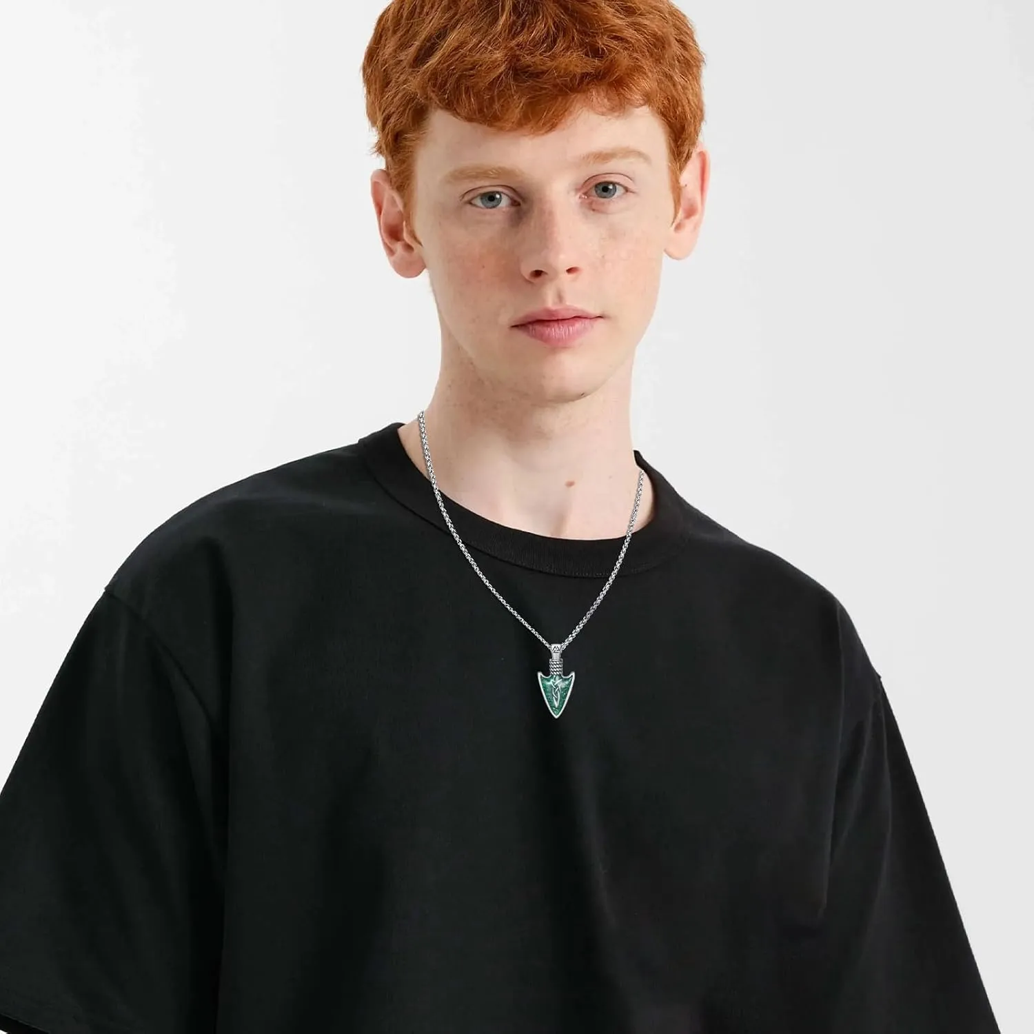 CUOKA MIRACLE Viking Arrowhead Necklaces 925 Sterling Silver Celtic Knot Arrow Necklace Gravel Spearpoint Arrowhead Arrow Pendant Necklace Birthday Jewelry Gift Viking Necklace for Men
