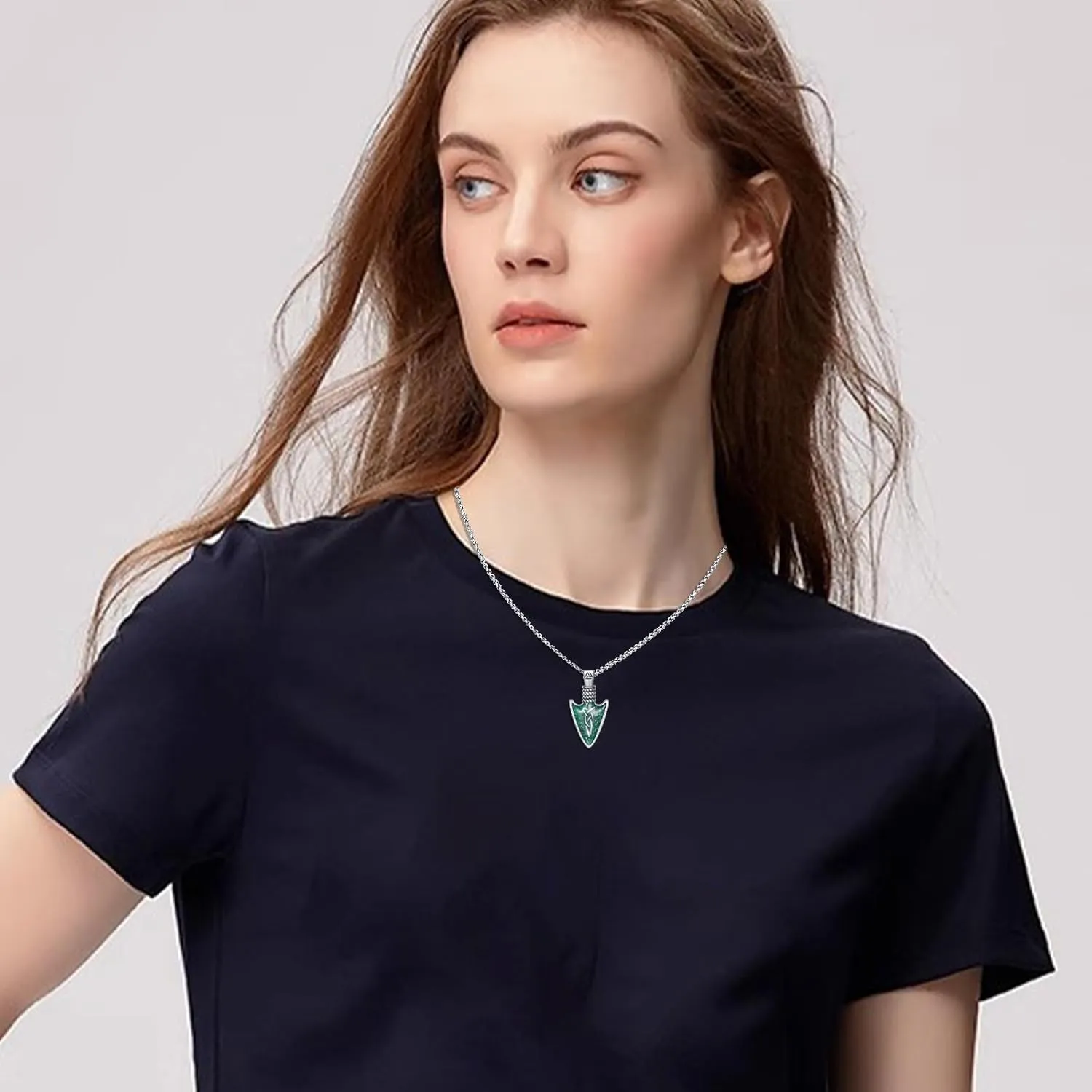 CUOKA MIRACLE Viking Arrowhead Necklaces 925 Sterling Silver Celtic Knot Arrow Necklace Gravel Spearpoint Arrowhead Arrow Pendant Necklace Birthday Jewelry Gift Viking Necklace for Men