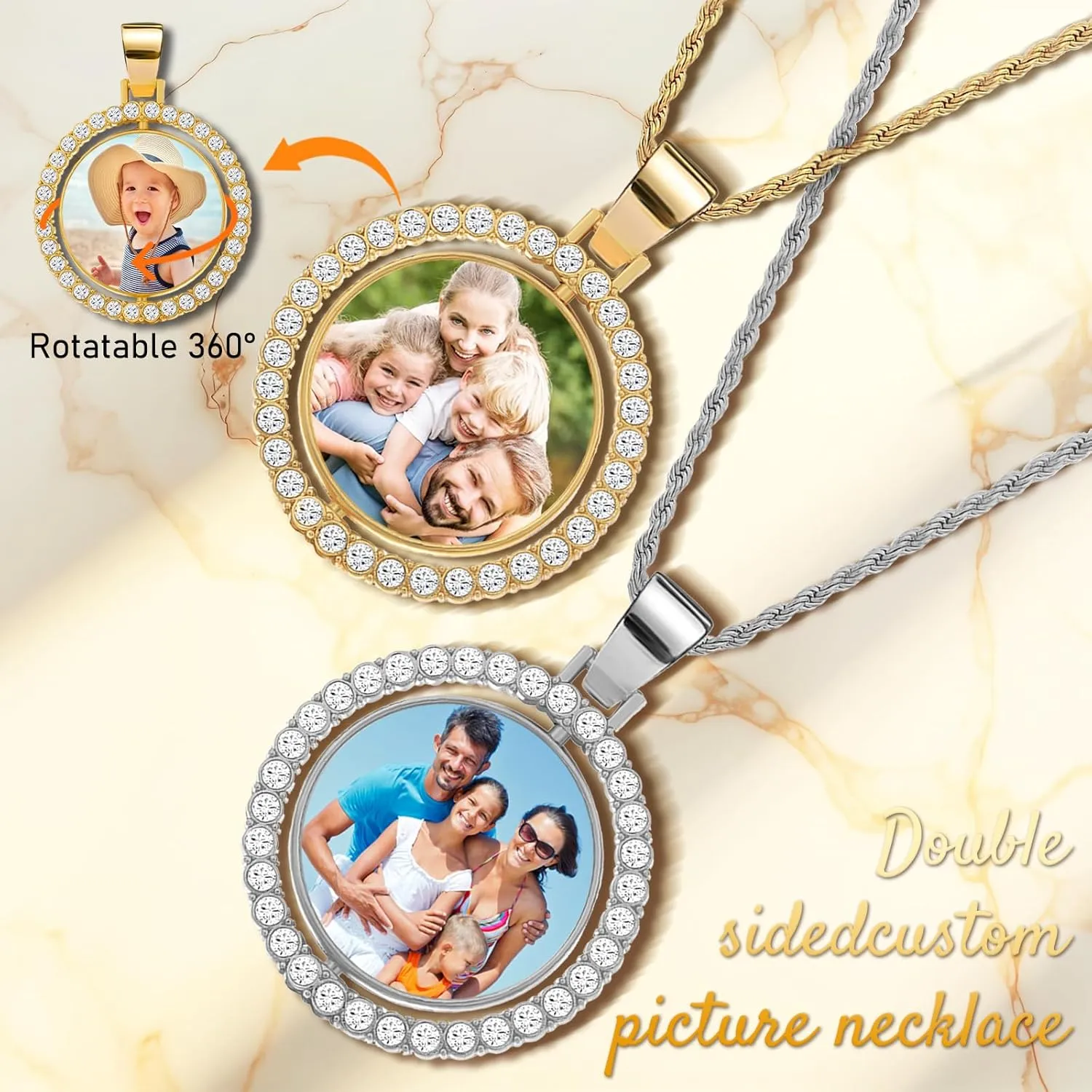 Custom Circle Chain, Custom Necklace with Picture, Picture Necklace Personalized Photo, Customized Memorial Necklaces Gifts for Men Women Wife Mom Grilfriend