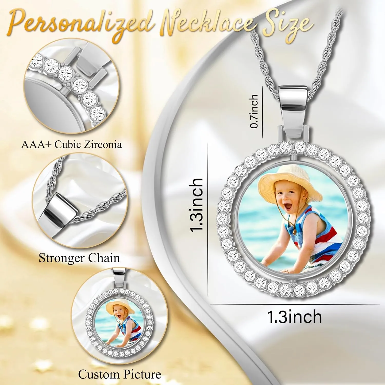 Custom Circle Chain, Custom Necklace with Picture, Picture Necklace Personalized Photo, Customized Memorial Necklaces Gifts for Men Women Wife Mom Grilfriend