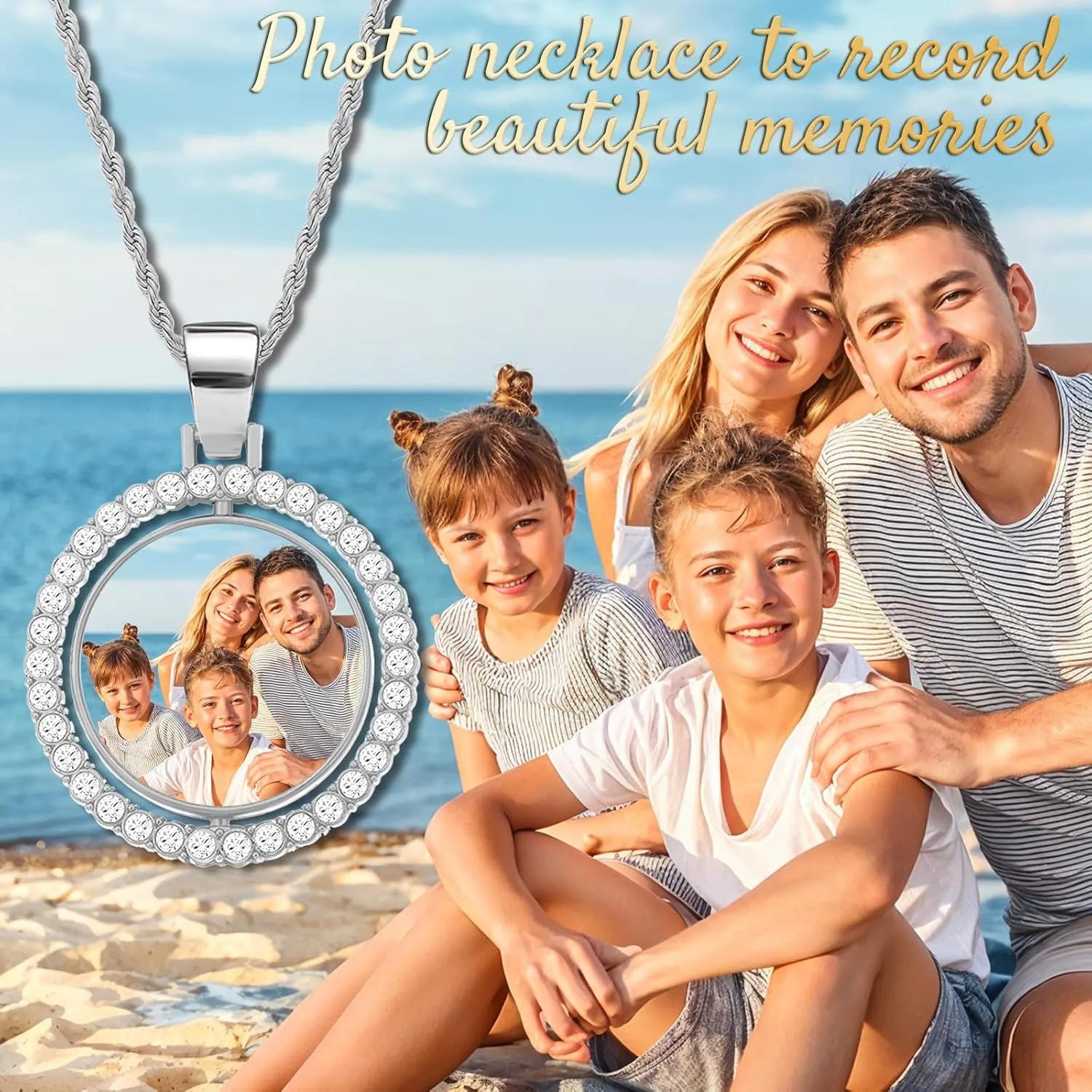 Custom Circle Chain, Custom Necklace with Picture, Picture Necklace Personalized Photo, Customized Memorial Necklaces Gifts for Men Women Wife Mom Grilfriend