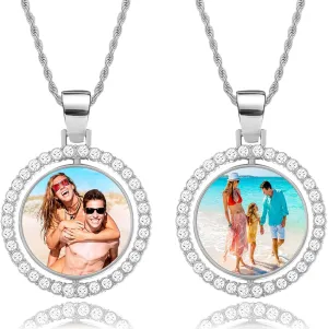Custom Circle Chain, Custom Necklace with Picture, Picture Necklace Personalized Photo, Customized Memorial Necklaces Gifts for Men Women Wife Mom Grilfriend