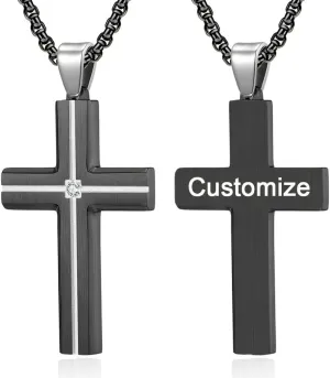Custom Cross Necklace - Personalized CZ Cross Necklace for Men, Birthday Gifts for Men, Religious Christian Jewelry