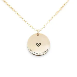 Custom Engraved Coordinates Necklace For Women (Gold)