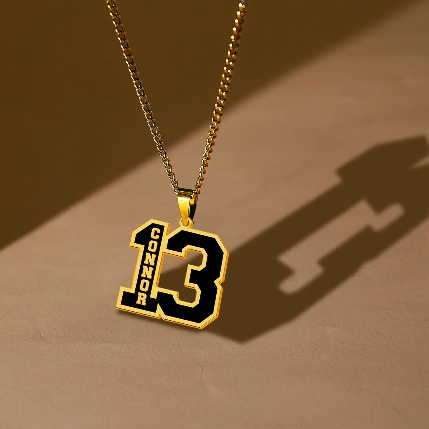 Custom Football Number Necklaces for Boys,18K Gold Plated Handmade Mens Baseball Necklace Athletes Jersey Number Necklace Personalized Football Team Gifts for Players (Style 1)