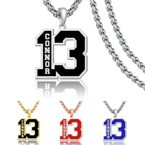 Custom Football Number Necklaces for Boys,18K Gold Plated Handmade Mens Baseball Necklace Athletes Jersey Number Necklace Personalized Football Team Gifts for Players (Style 1)