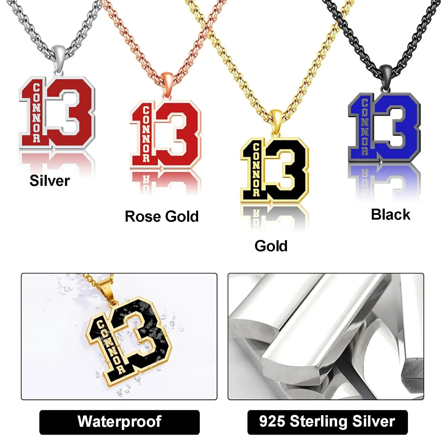 Custom Football Number Necklaces for Boys,18K Gold Plated Handmade Mens Baseball Necklace Athletes Jersey Number Necklace Personalized Football Team Gifts for Players (Style 1)