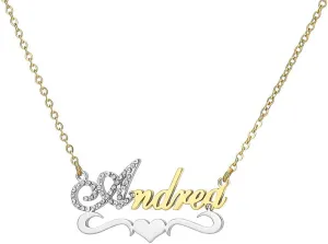 Custom Gold My Name Necklace Plate Dainty Initial Necklace Personalized Customizable Short Crystal Necklaces for Women