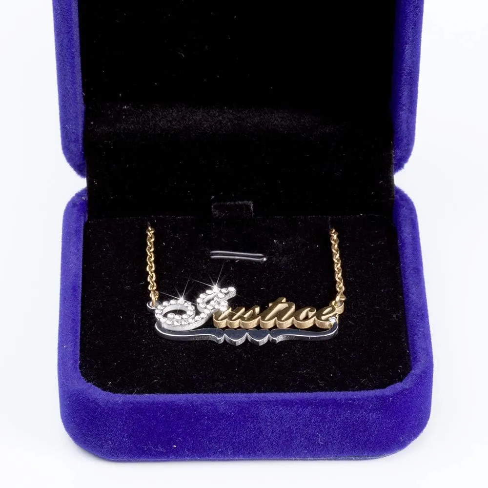 Custom Gold My Name Necklace Plate Dainty Initial Necklace Personalized Customizable Short Crystal Necklaces for Women
