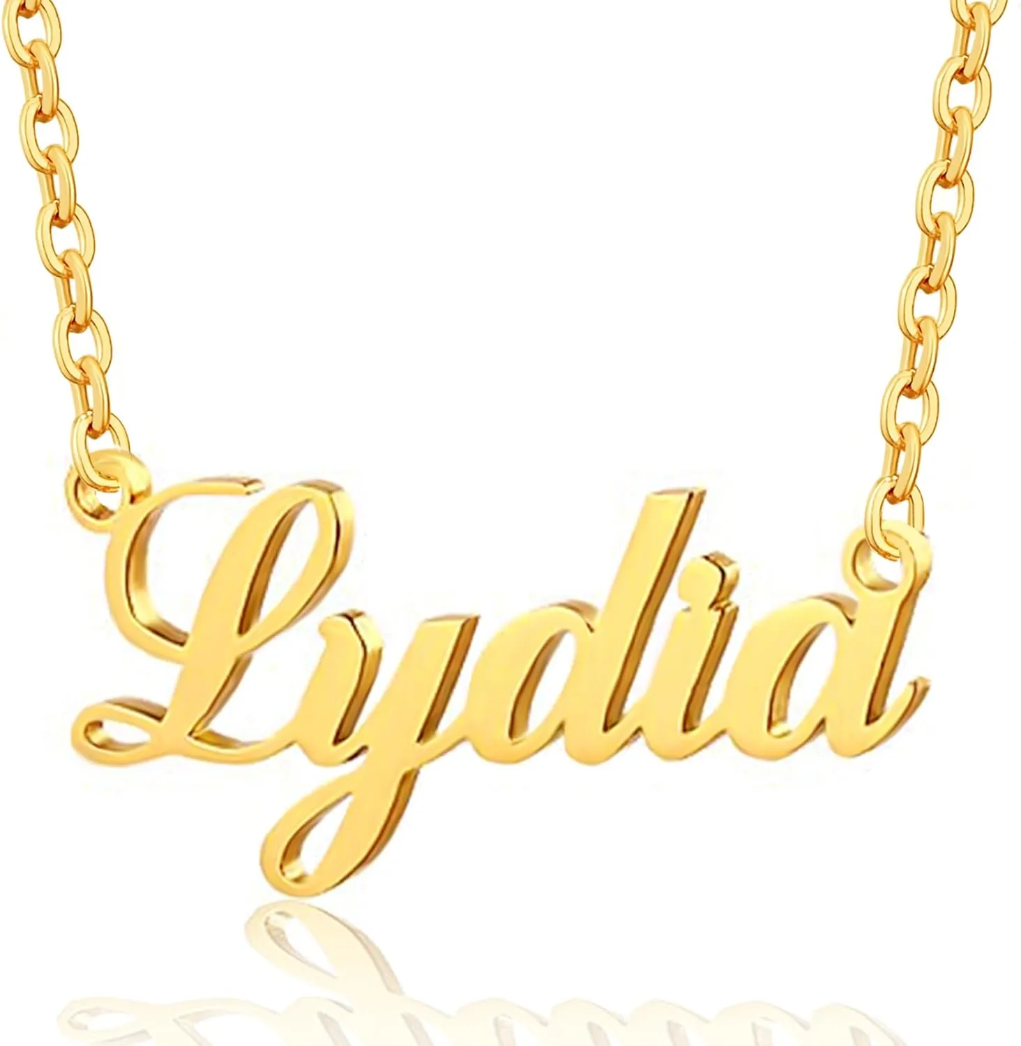 Custom Name Necklace Personalized - 18K Gold Plated Customized Name Plate Necklaces Gifts for Women Girlfriend