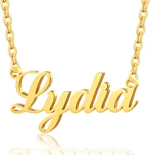 Custom Name Necklace Personalized - 18K Gold Plated Customized Name Plate Necklaces Gifts for Women Girlfriend