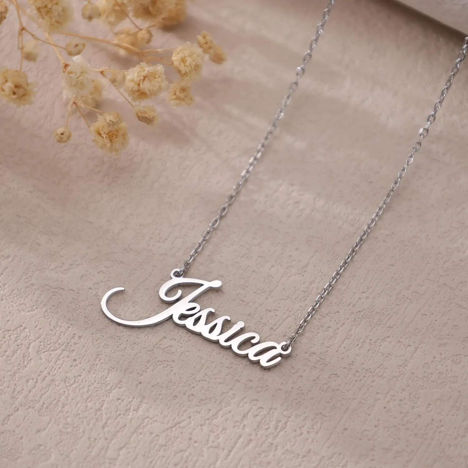 Custom Name Necklace Personalized Gifts for Women 18K Gold Plated Customized Necklaces with Name Birthday Nameplate Gifts for Her