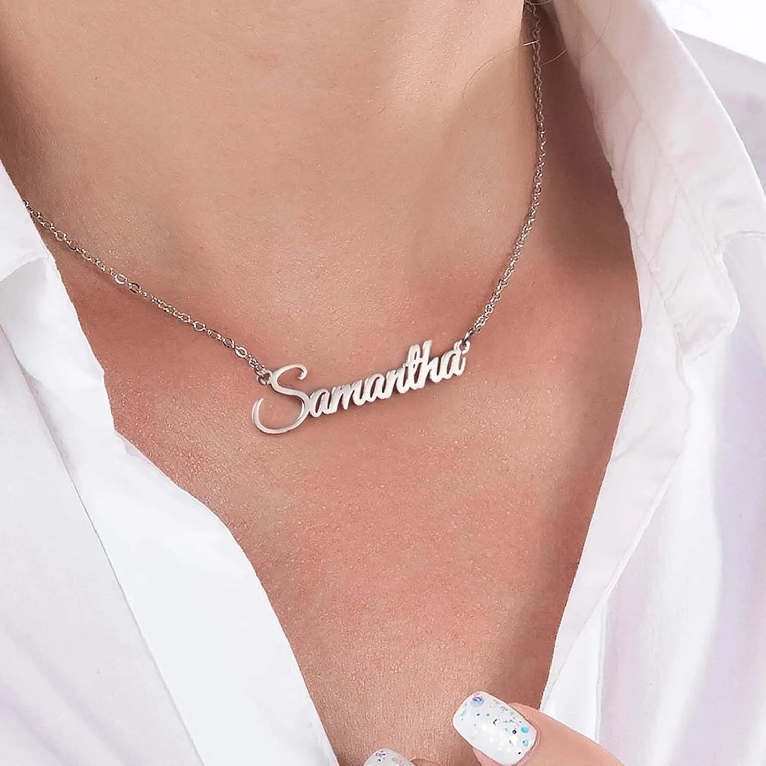 Custom Name Necklace Personalized Gifts for Women 18K Gold Plated Customized Necklaces with Name Birthday Nameplate Gifts for Her