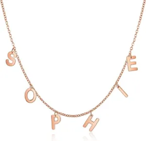 Custom Name Necklace Personalized Initial Alphabet Charm Necklace with Hanging Letters Personalized Dangle Name Choker Birthday Mothers Day Gifts For Women Girl Her (Rose Gold)
