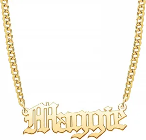 Custom Name Necklace Personalized Initial Name Necklace Dainty Gold Plated Script Nameplate Necklace with Name Heart Customized Jewelry Gift for Womens Girls