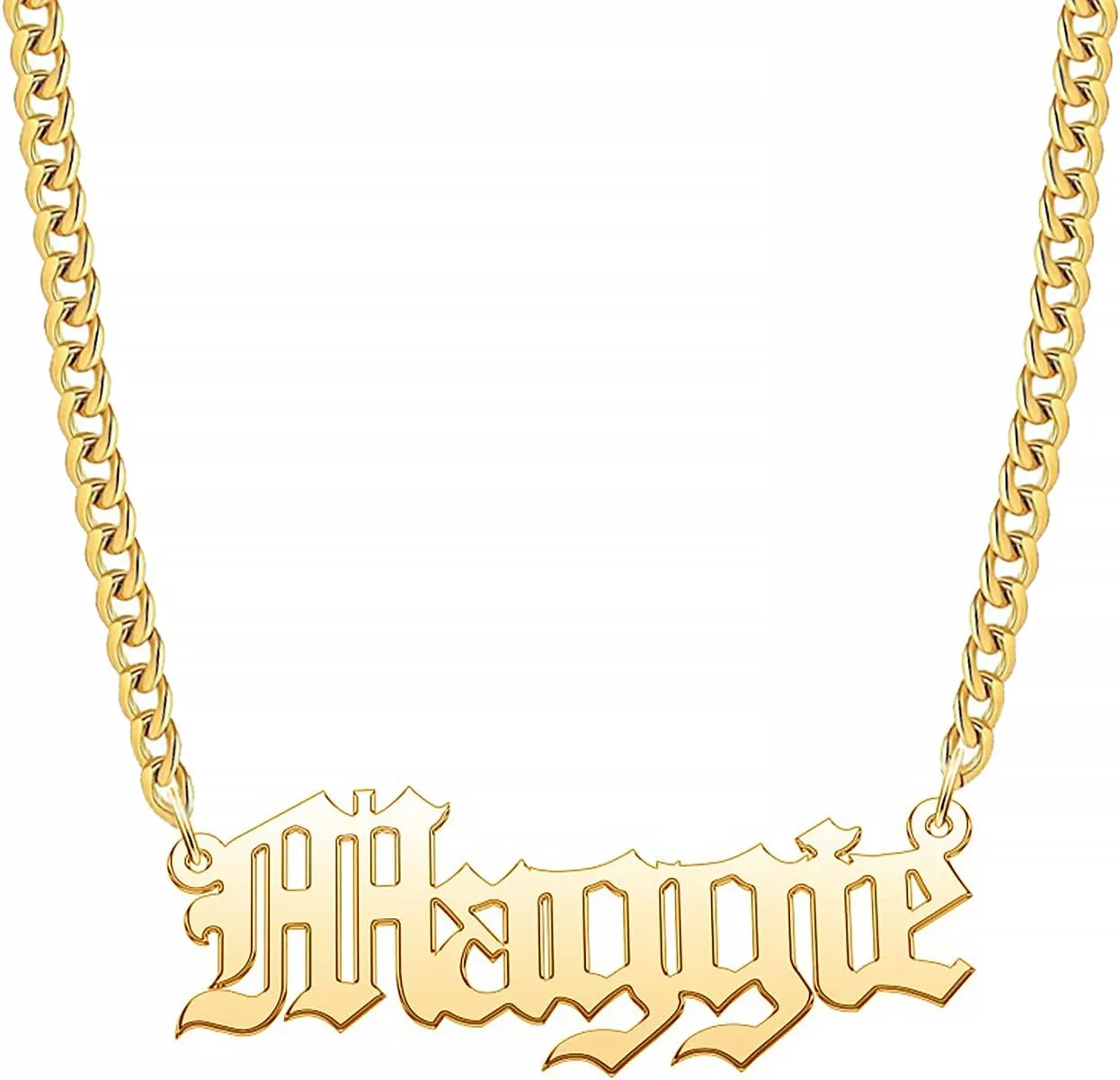 Custom Name Necklace Personalized Initial Name Necklace Dainty Gold Plated Script Nameplate Necklace with Name Heart Customized Jewelry Gift for Womens Girls
