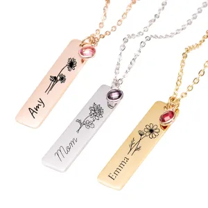 Custom Name Necklace with Birthstones Birthday Gift for Woman Personalized Birth flower Necklaces Best Gifts for Women Friends Christmas Gifts for Her Mother's Day Gifts for Mama and Grandma