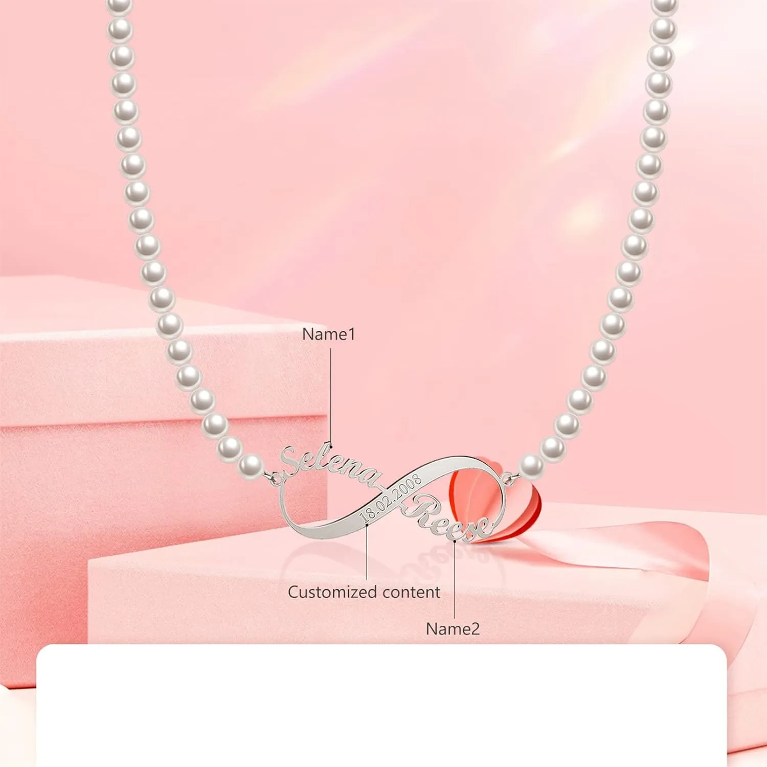 Custom Pearl Name Necklace for Women Name Plate Pearl Choker Necklace 5mm Pearls Necklace for Men Personalized Pearl Jewelry Gifts for Christmas Birthday Mothers Day