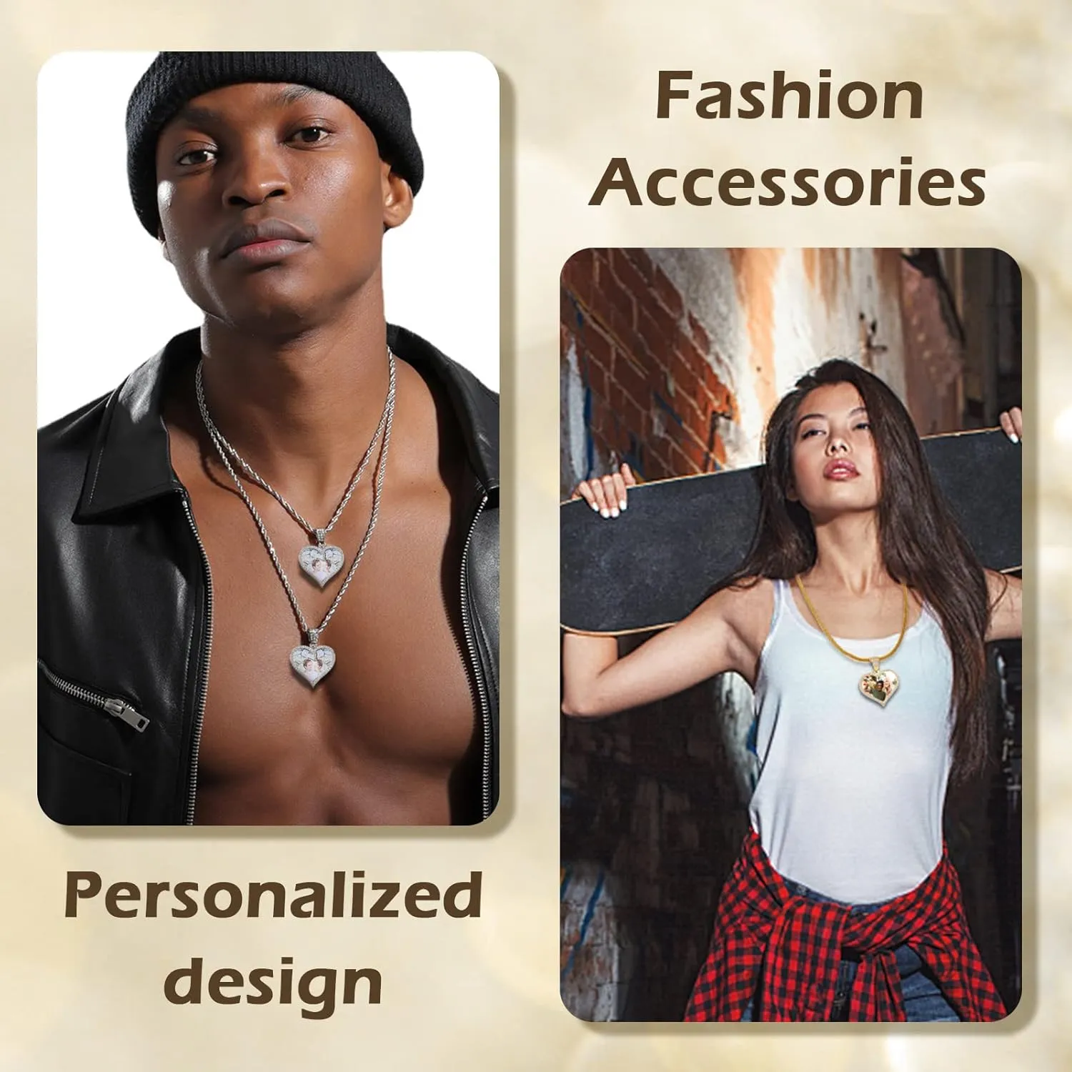 Custom Picture Necklace Personalized - Customized Photo Pendant Necklaces, Hip Hop Chain with Pictures Personalized Gift for Dad Men Women