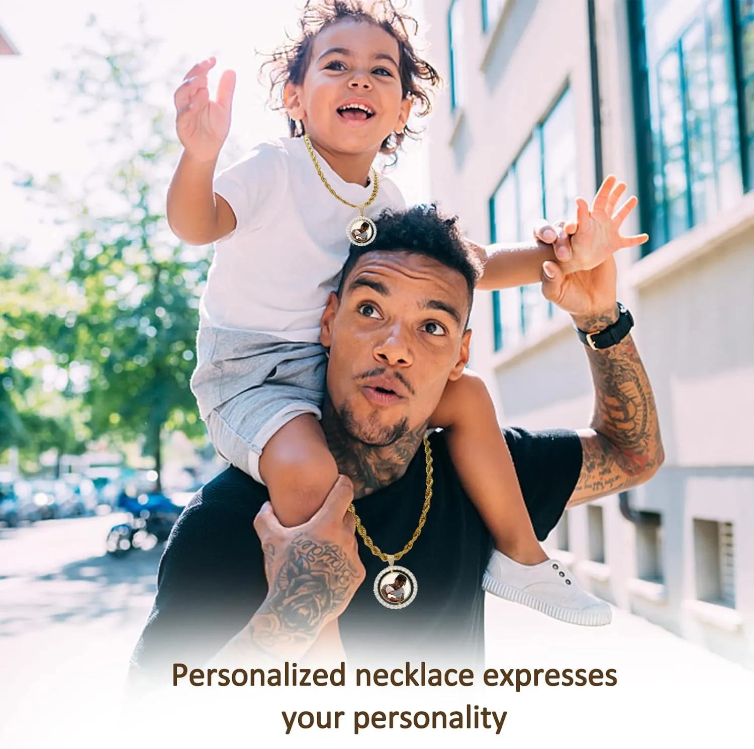 Custom Picture Necklace Personalized - Customized Photo Pendant Necklaces, Hip Hop Chain with Pictures Personalized Gift for Dad Men Women