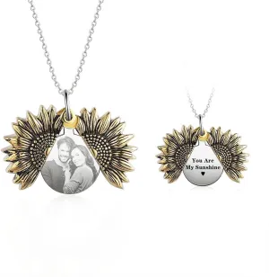 Custom You are My Sunshine Necklace Personalized Sunflower Necklace for Women Girlfriend Locket Jewelry with Engraved Name Necklace