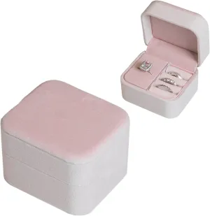 Customizable Velvet Ring Box, Travel Jewelry Case, Organizer for Women & Girls (Light Pink, Ring Box)