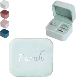Customizable Velvet Ring Jewelry Box, Travel Jewelry Case, Organizer for Women and Girls, Small Mint Green Ring Box
