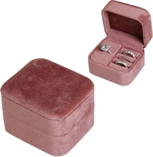Customizable Velvet Ring Jewelry Box, Travel Jewelry Case, Organizer for Women and Girls, Small Ring Box (Nude Pink)