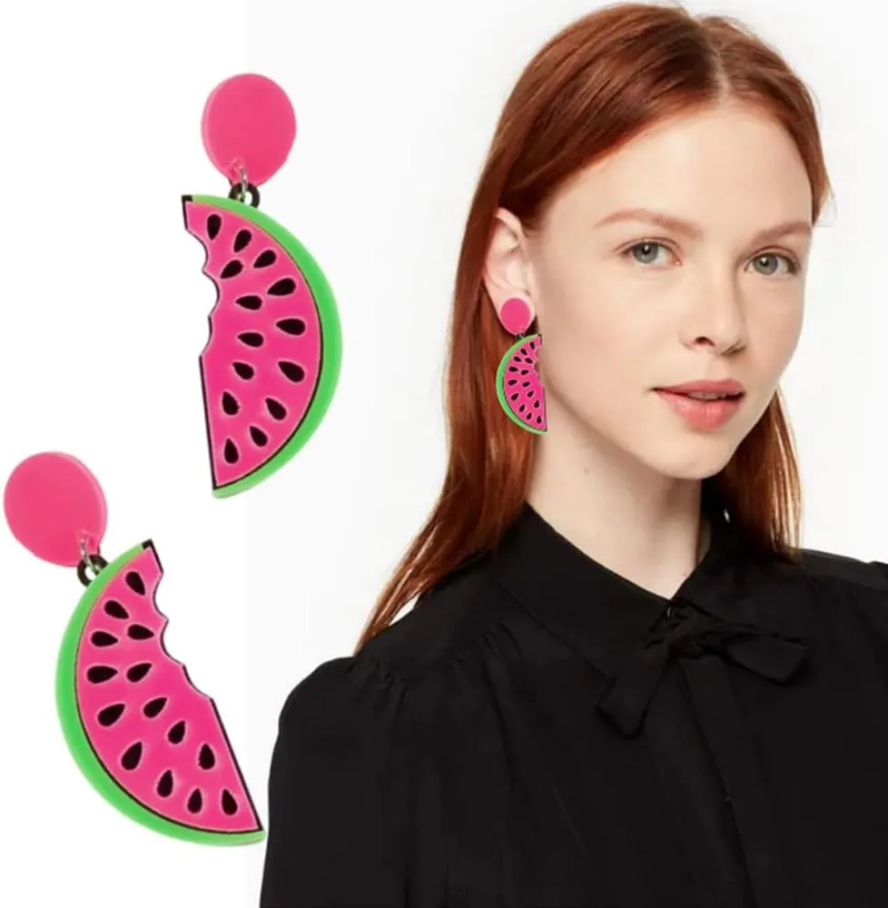 Cute Acrylic Fruit Dangle Earrings Apple Lemon Strawberry Drop Earrings Vivid Pineapple Lovely Earrings For Women Christams Birthday Gift