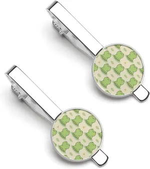 Cute Kawaii Frogs Tie Clips for Men 2 Pcs Necktie Bar Pinch Clothing Accessories Suitable for Wedding Business Anniversary