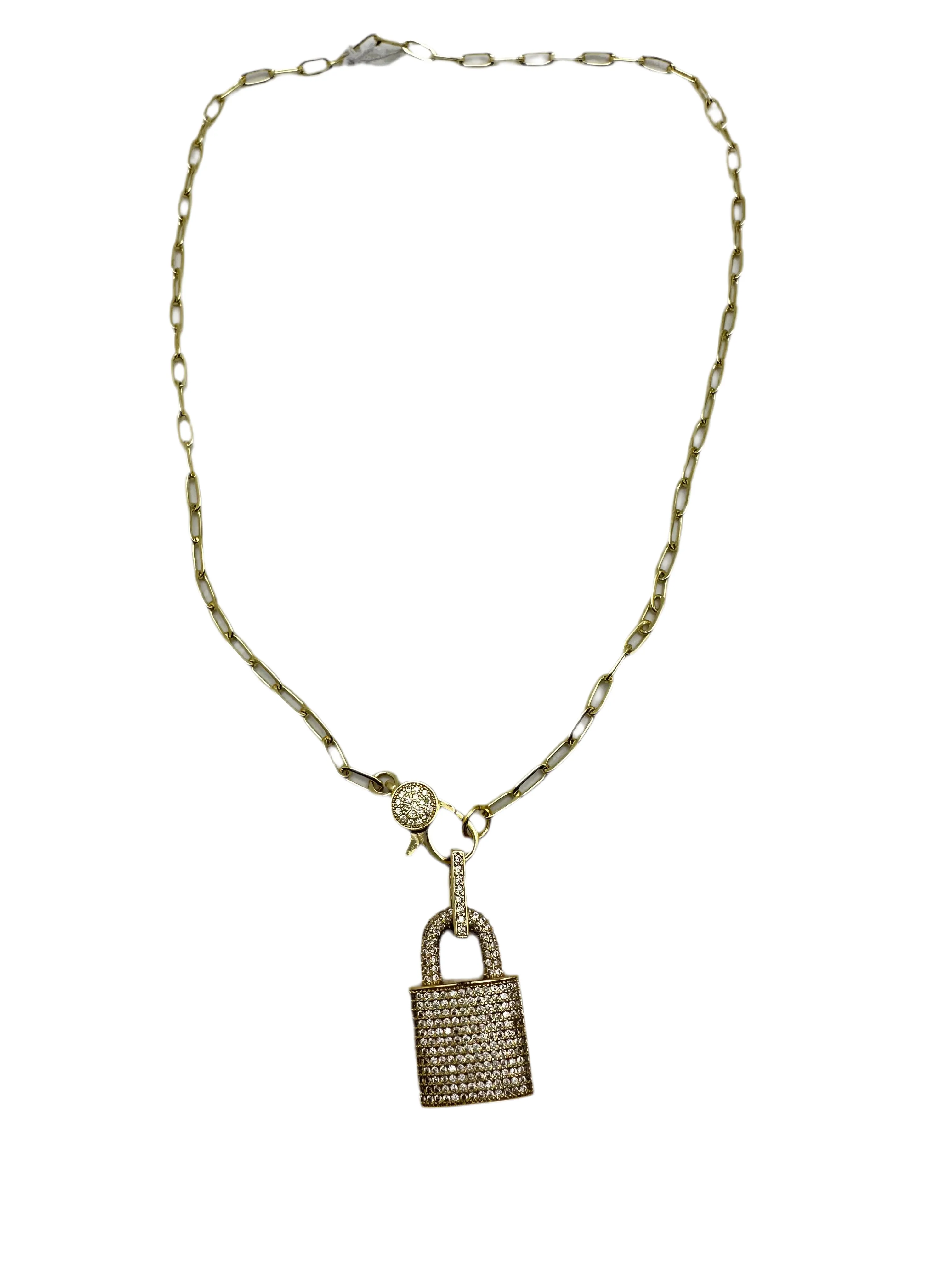 CZ Lock and Closure Necklace