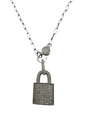 CZ Lock and Closure Necklace