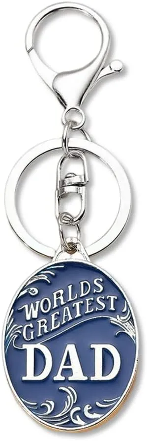 Dad Keychains Fathers Day Birthday Gifts for Men Dads Christmas Retirement Gifts from Daughter Son Daddy Papa Engraved Car Keychain Key Chain Rings for Worlds Greatest Dad Gift Navy Blue Keychains