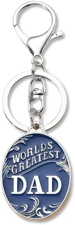 Dad Keychains Fathers Day Birthday Gifts for Men Dads Christmas Retirement Gifts from Daughter Son Daddy Papa Engraved Car Keychain Key Chain Rings for Worlds Greatest Dad Gift Navy Blue Keychains