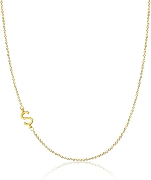 Dainty Initial Necklaces for Women 14K Gold Plated Sideways Initial Necklace Personalized Letter Necklace Everyday Jewelry Gift