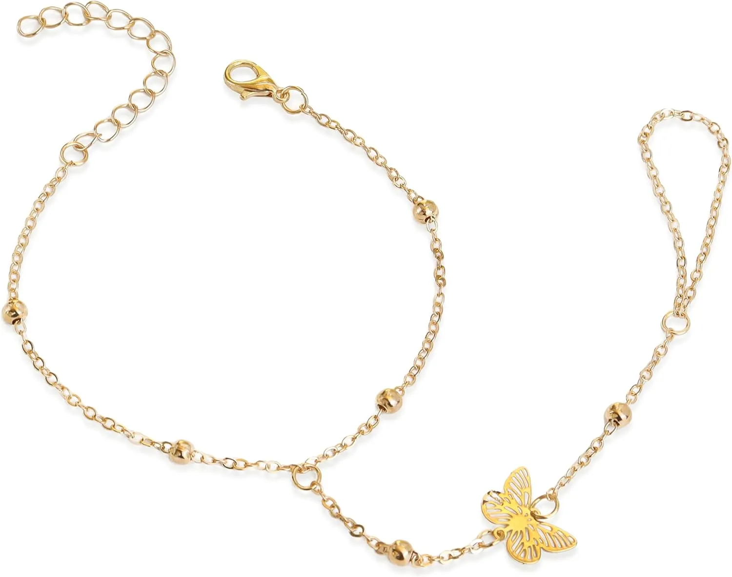 Dainty Star Butterfly Snake Hand Chain Ring Slave Bracelet for Woman