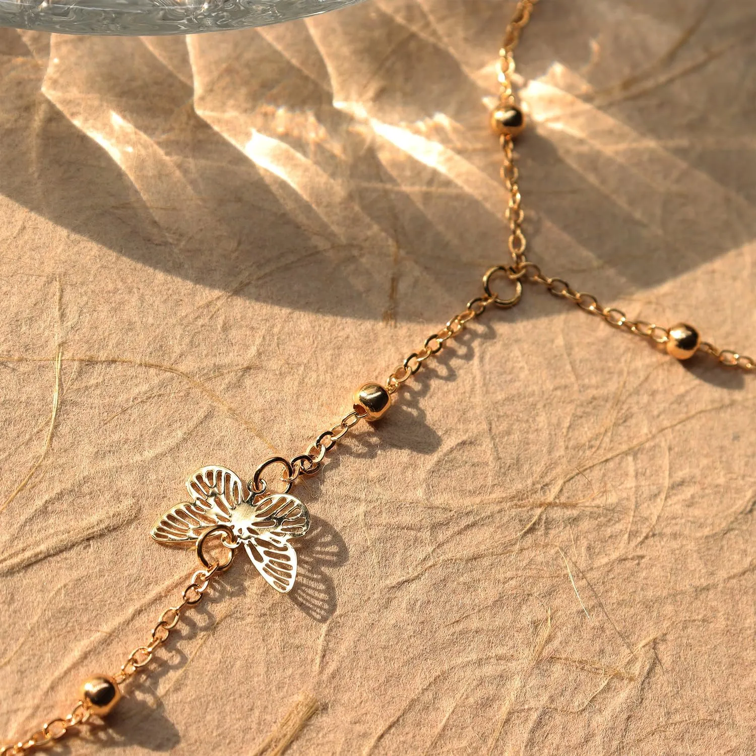 Dainty Star Butterfly Snake Hand Chain Ring Slave Bracelet for Woman