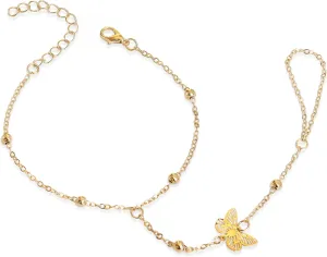 Dainty Star Butterfly Snake Hand Chain Ring Slave Bracelet for Woman