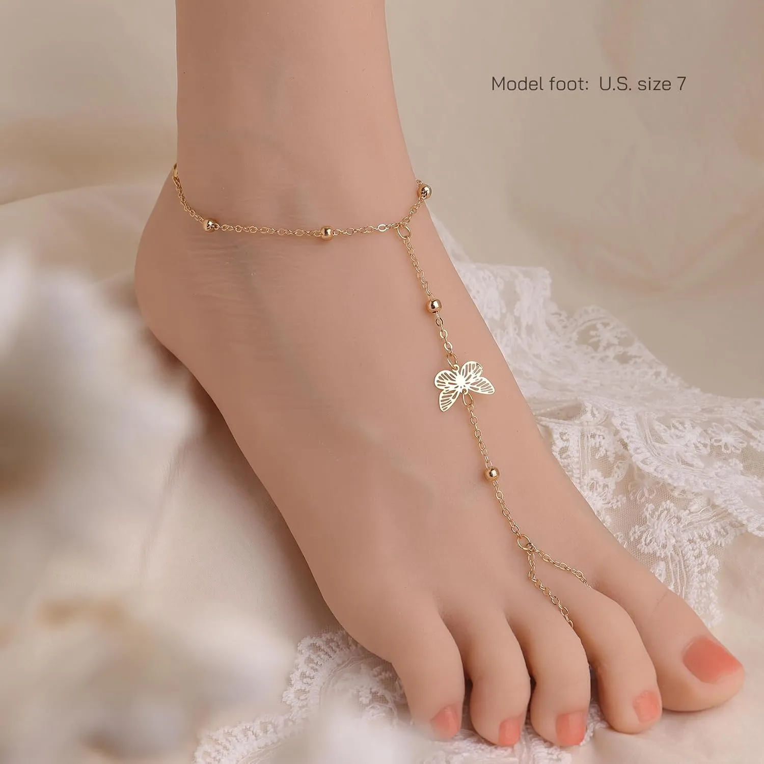 Dainty Star Butterfly Snake Hand Chain Ring Slave Bracelet for Woman