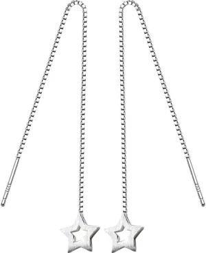 Dainty Star Tassel Threader Dangle Earrings S925 Sterling Silver Minimalist Long Chain Drop Ear Line Statement Earring Hypoallergenic Jewelry for Women Girls BFF