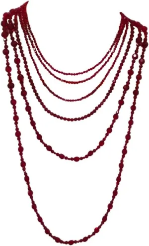 Dark Red Crystal Beads Vintage Layered Collar Choker Necklace, Gothic Victorian Style Jewelry Accessories