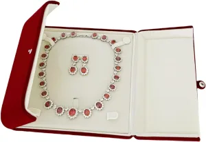 Dark Red Maroon Premium Quality Velvet Jewelry Set Box Case for Necklace Earrings Ring Set Wedding Birthday Present Packaging (Jewelry is not included)