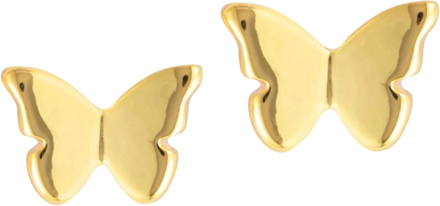 Demdaco Women's Everyday Fashion Stud Post Earrings, 7mm Gold-Plated, Butterfly