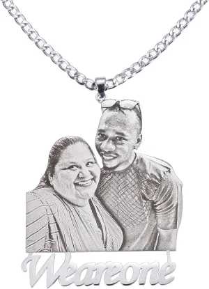 DHQH Custom Photo Necklace Personalized Necklaces 18K Gold Plated Engraved Personalized Picture Pendant Necklace for Women Men Customized Gifts