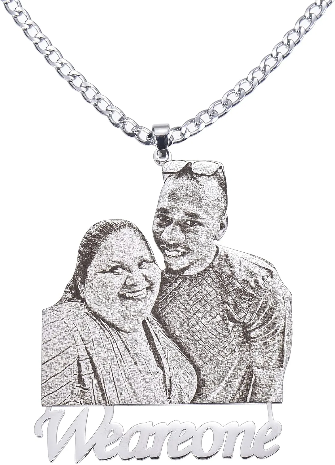 DHQH Custom Photo Necklace Personalized Necklaces 18K Gold Plated Engraved Personalized Picture Pendant Necklace for Women Men Customized Gifts