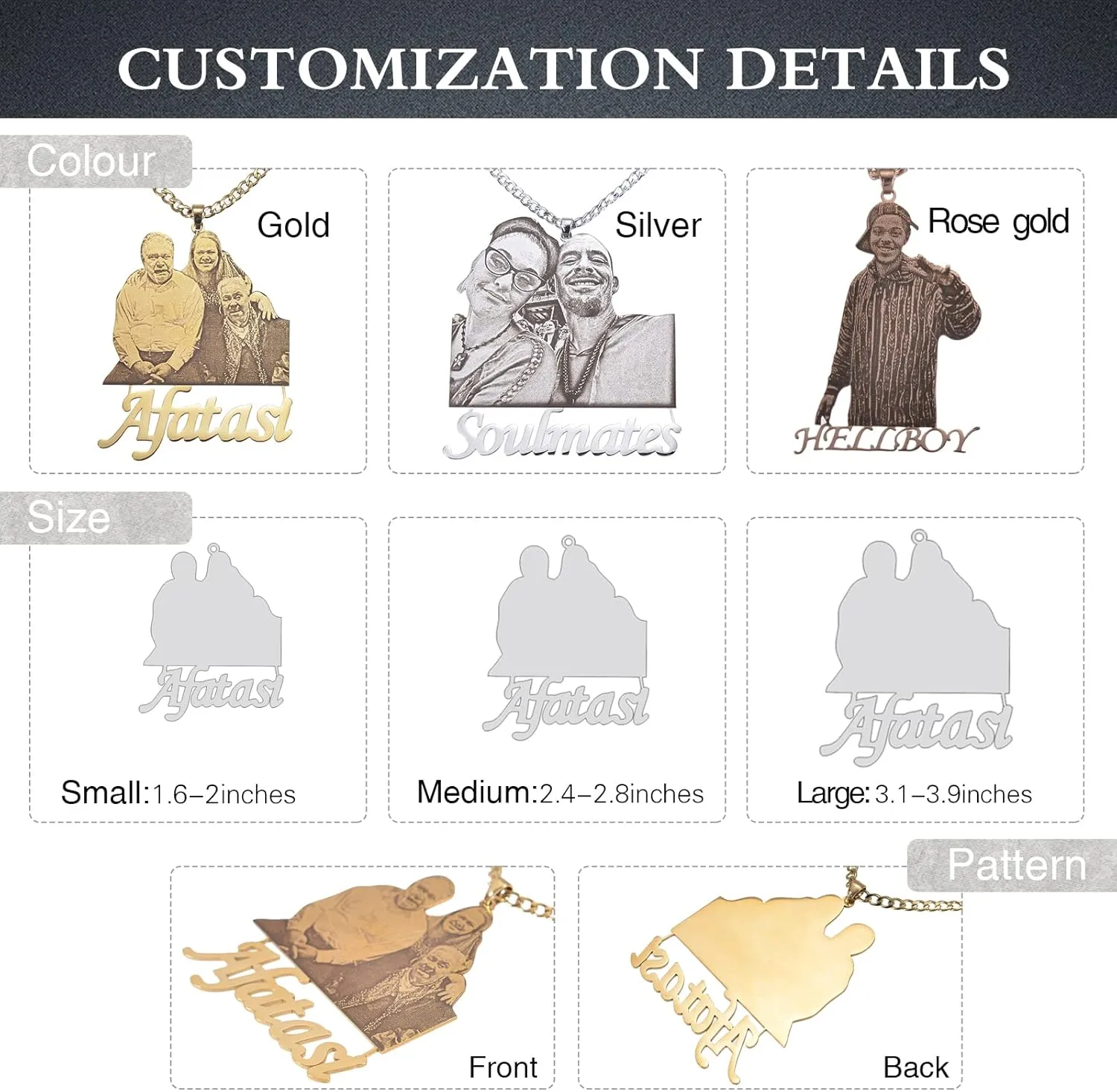 DHQH Custom Photo Necklace Personalized Necklaces 18K Gold Plated Engraved Personalized Picture Pendant Necklace for Women Men Customized Gifts