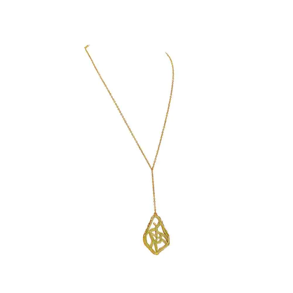 Dhwani Bansal Adjustable Gold And Pastel Green Enamel Tala Necklace