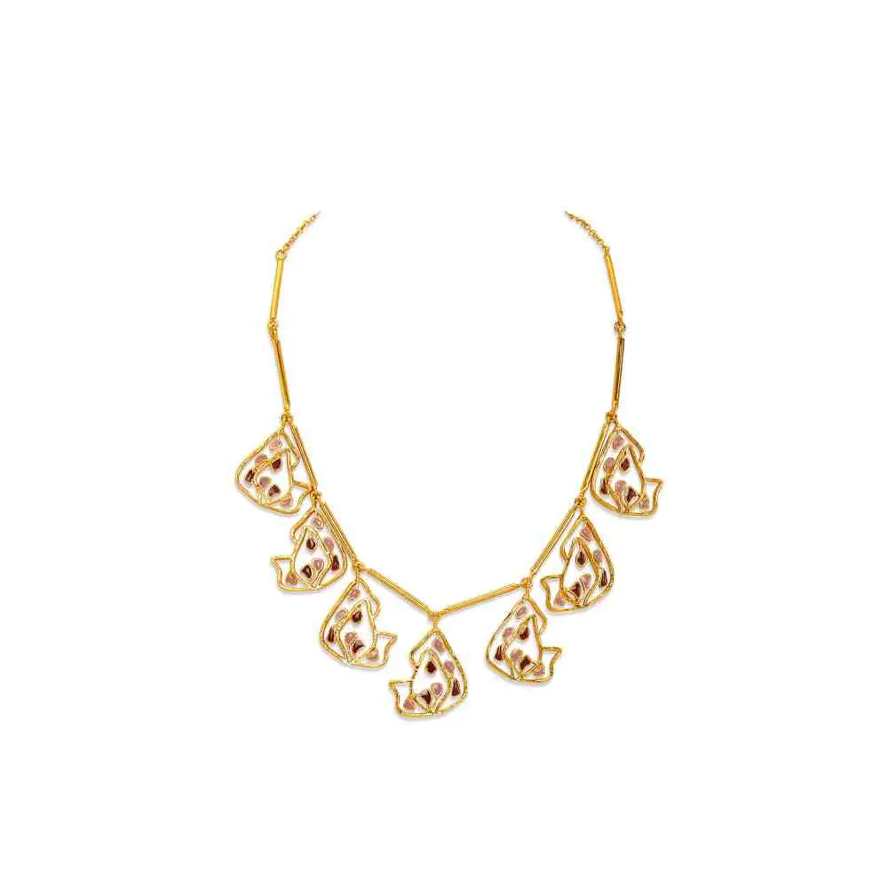 Dhwani Bansal Adjustable Gold And Purple Enamel Sama Necklace