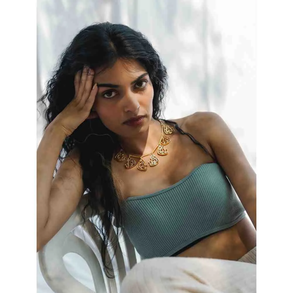 Dhwani Bansal Adjustable Gold And Purple Enamel Sama Necklace