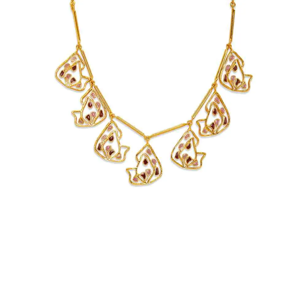 Dhwani Bansal Adjustable Gold And Purple Enamel Sama Necklace